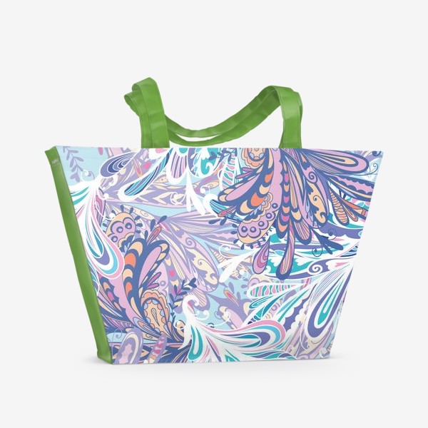Пляжная сумка «Абстрактные узоры в синей гамме»
