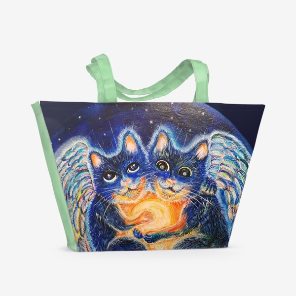 Пляжная сумка «Крылатые коты Чудо»