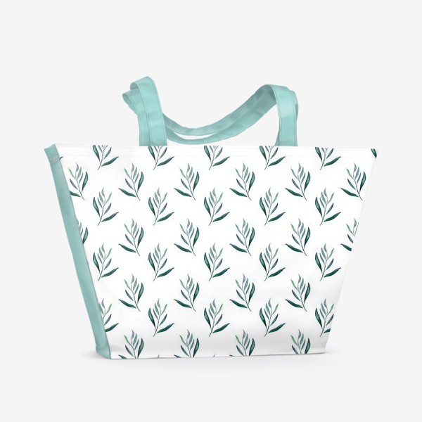 Пляжная сумка «Паттерн тропическая акварельная зелень»