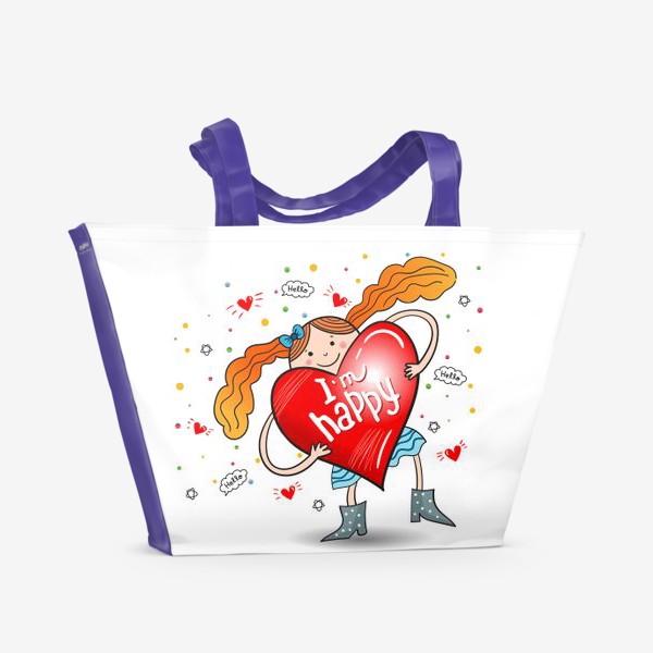 Пляжная сумка «Девочка с сердцем»