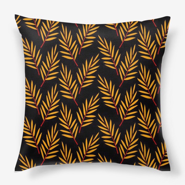 Подушка «оранжевые пальмовые листья»