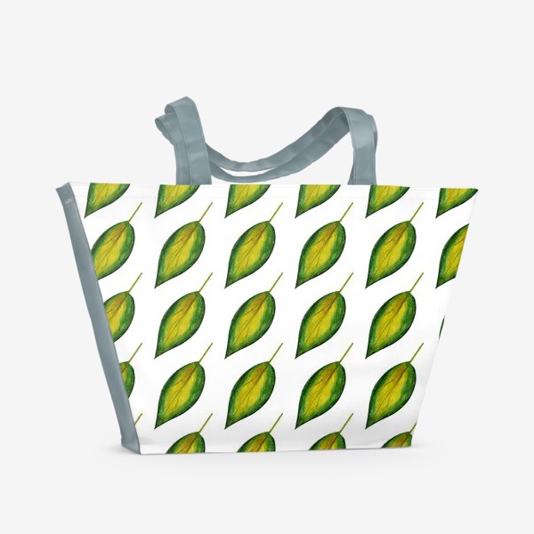 Пляжная сумка «Паттерн зелёные листья»