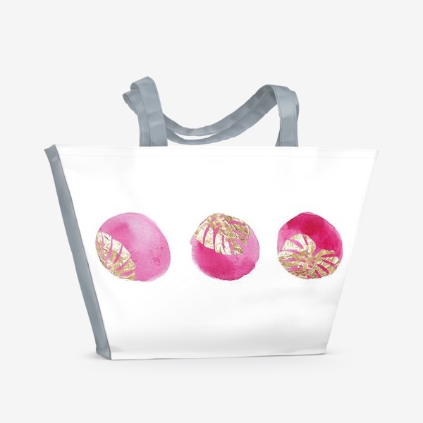 Пляжная сумка «Розовые круги и золото. Абстракция»