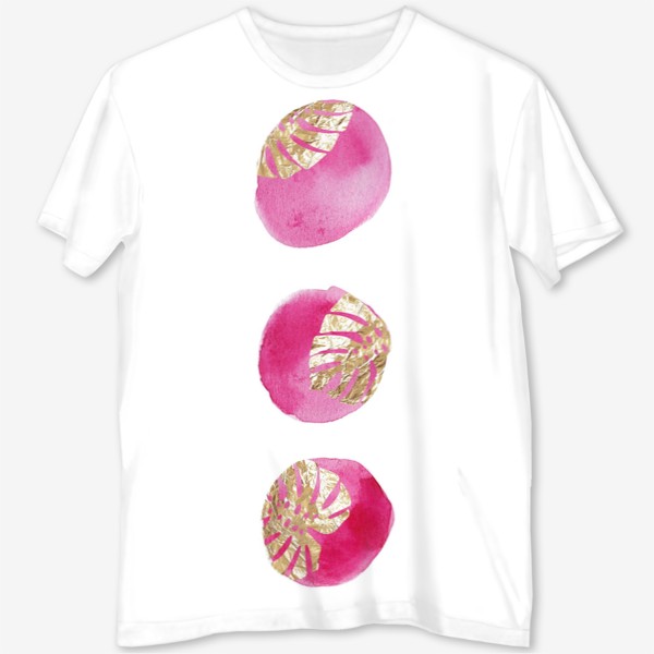 Футболка с полной запечаткой «Розовые круги и золото. Абстракция»