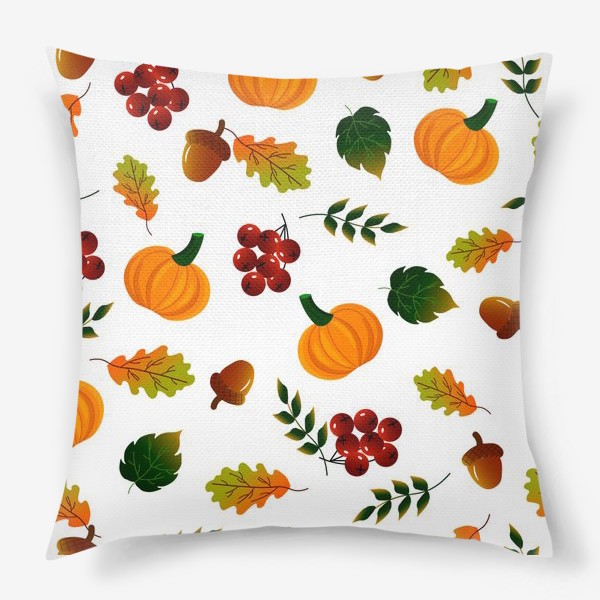 Подушка «Осенний паттерн с тыквой»