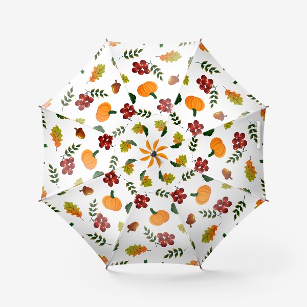 Зонт «Осенний паттерн с тыквой»