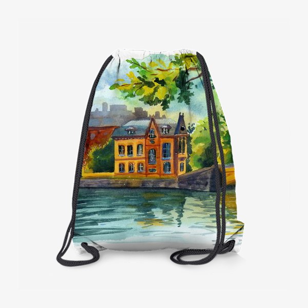 Рюкзак «Красивый домик на берегу реки»
