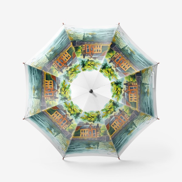 Зонт «Красивый домик на берегу реки»