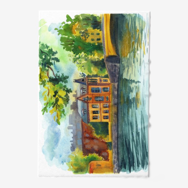 Полотенце «Красивый домик на берегу реки»