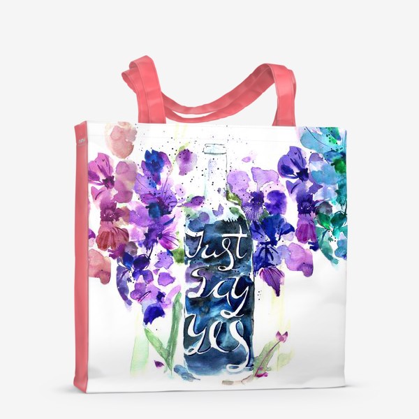 Сумка-шоппер «Цветы гладиолусы, буквы»