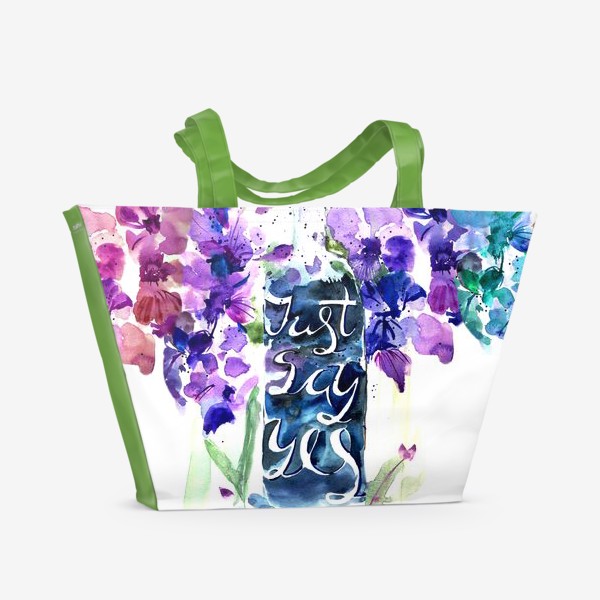 Пляжная сумка &laquo;Цветы гладиолусы, буквы&raquo;