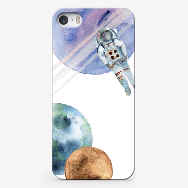 Чехол iPhone «Космонавт на орбите Сатурна»