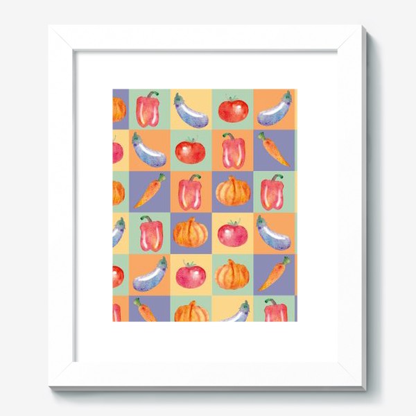 Картина «Овощи (перец, баклажан, помидор, тыква, морковь), поп-арт»