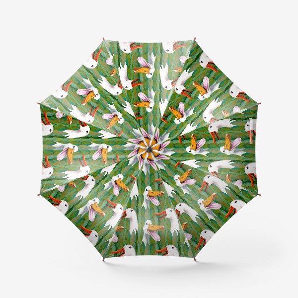 Зонт «Паттерн кричащие гуси в траве»