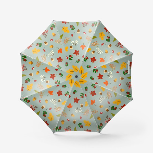 Зонт «осенние листья и ягоды»