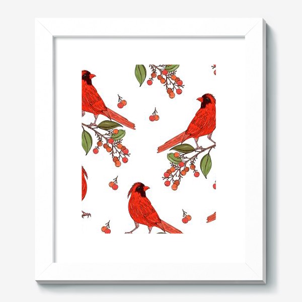 Картина «красная птица на ветке»