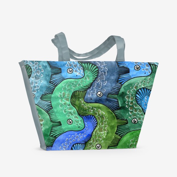 Пляжная сумка «Рыбный пазл: Латимерия»