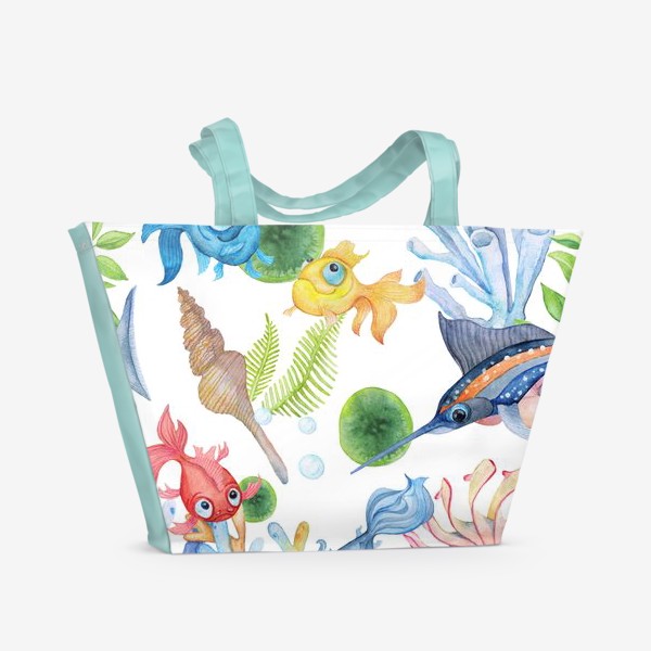 Пляжная сумка «Рыбки бесшовная текстура»