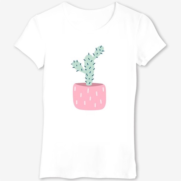 Футболка «Милый кактус в розовом горшке. Симпатичное домашнее растение»