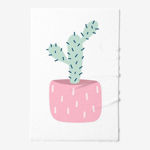Полотенце «Милый кактус в розовом горшке. Симпатичное домашнее растение»