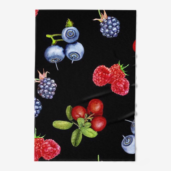 Полотенце «Лесные ягоды на черном фоне.»
