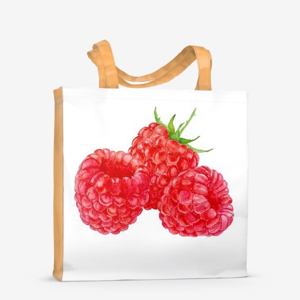 Сумка-шоппер &laquo;Raspberries on white background, watercolor drawing.&raquo;