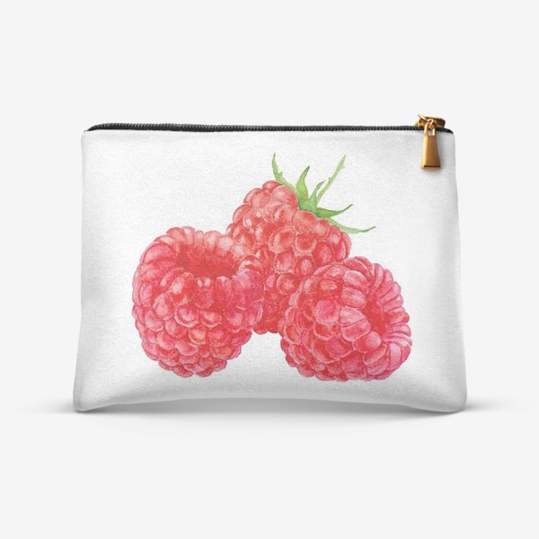 Косметичка &laquo;Raspberries on white background, watercolor drawing.&raquo;