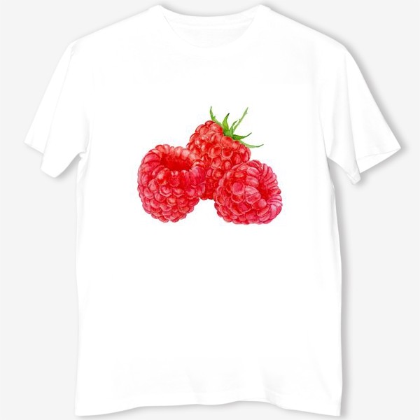 Футболка &laquo;Raspberries on white background, watercolor drawing.&raquo;