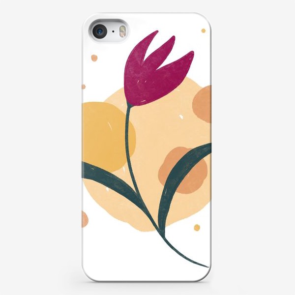 Чехол iPhone «Лаконичный цветок на фоне пастельных кругов»