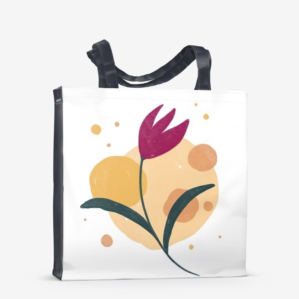Сумка-шоппер «Лаконичный цветок на фоне пастельных кругов»