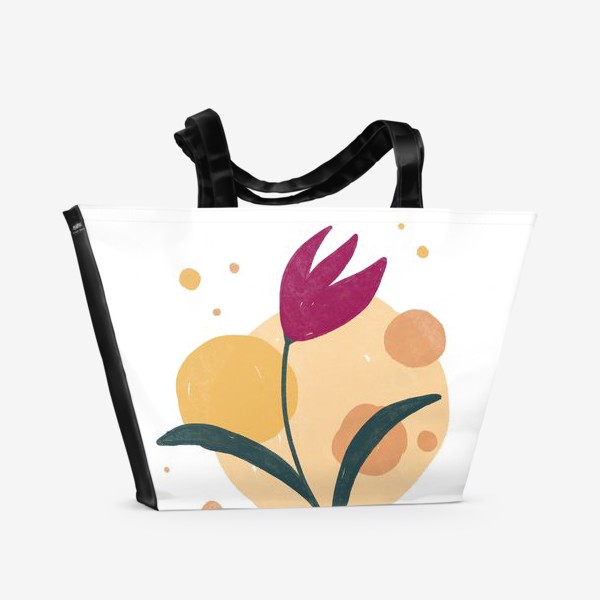 Пляжная сумка «Лаконичный цветок на фоне пастельных кругов»