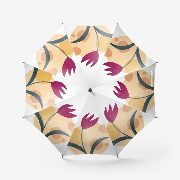 Зонт «Лаконичный цветок на фоне пастельных кругов»