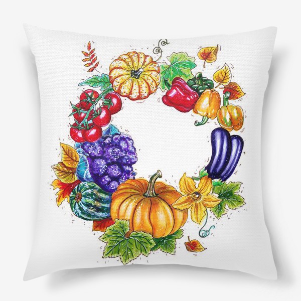 Подушка «Осенний овощной венок»