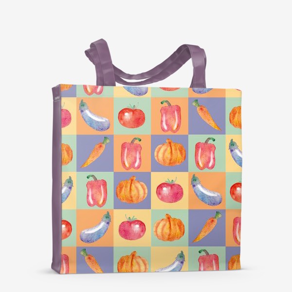 Сумка-шоппер «Овощи (перец, баклажан, помидор, тыква, морковь), поп-арт»