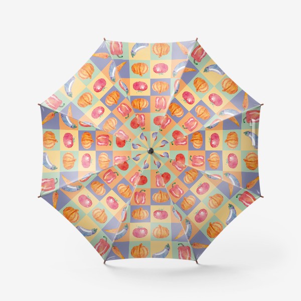 Зонт «Овощи (перец, баклажан, помидор, тыква, морковь), поп-арт»