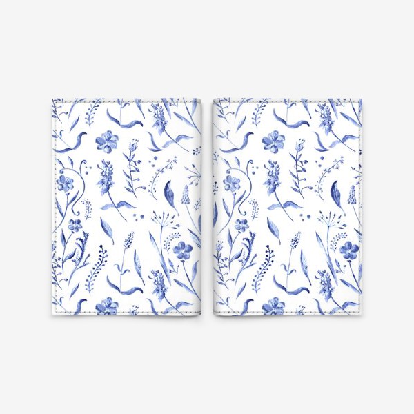 Обложка для паспорта «Индиго - синие полевые цветы»