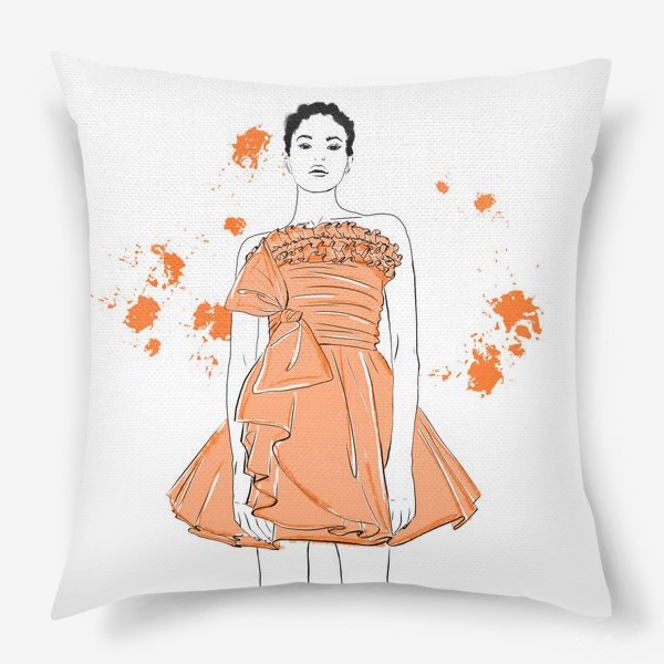 Подушка «Девушка в оранжевом платье.Белая негритянка»