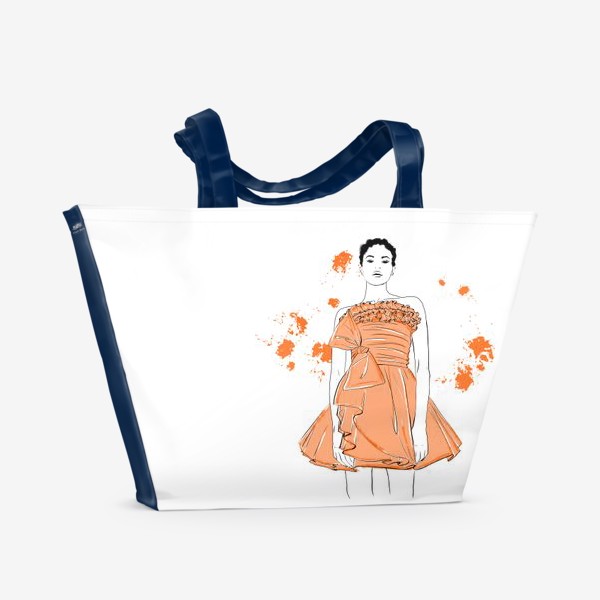 Пляжная сумка &laquo;Девушка в оранжевом платье.Белая негритянка&raquo;