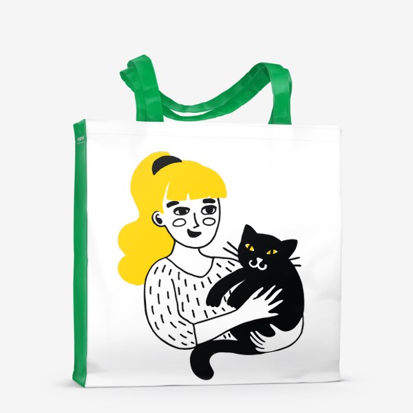 Сумка-шоппер «Девушка с черным котом»