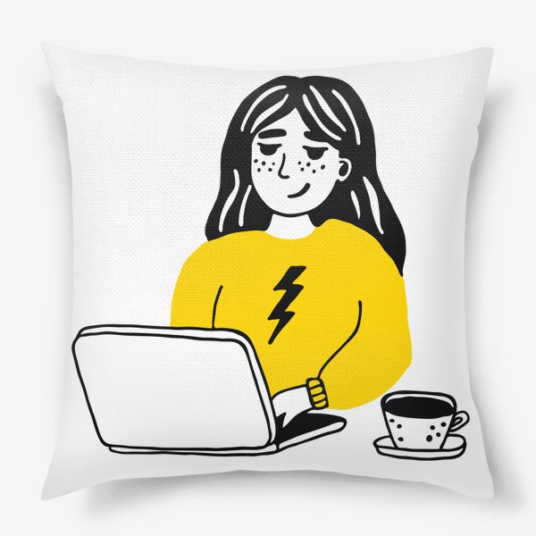 Подушка «Девушка за компьютером»