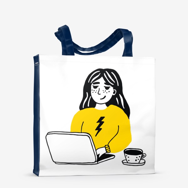 Сумка-шоппер «Девушка за компьютером»