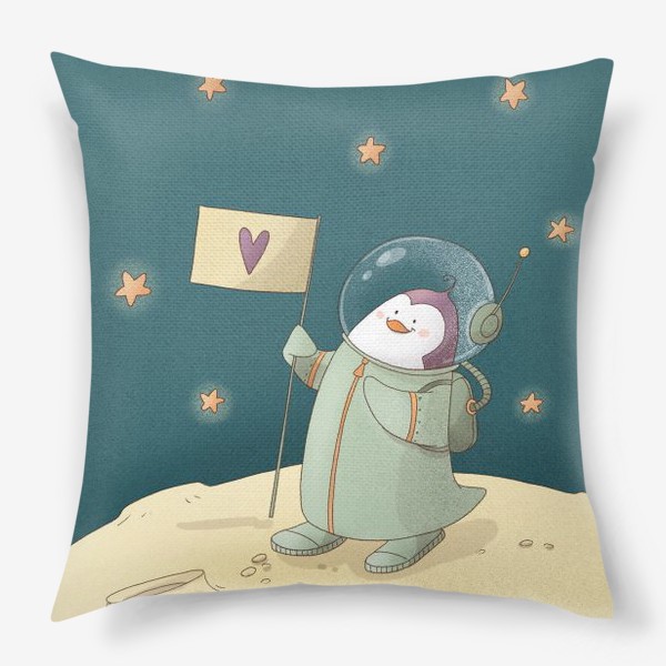 Подушка «Пингвин на Луне»