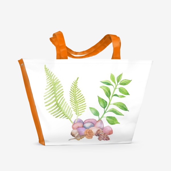 Пляжная сумка «Акварель морские водоросли на камнях аквариум»