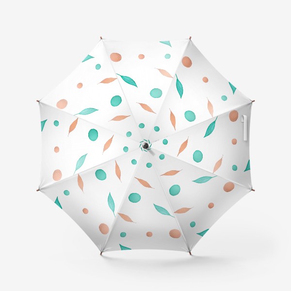 Зонт «Круги и листики на белом фоне Паттерн Узор ботаника»