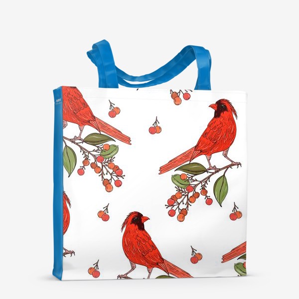 Сумка-шоппер «красная птица на ветке»