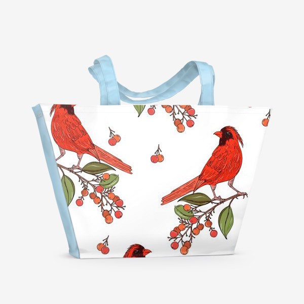 Пляжная сумка &laquo;красная птица на ветке&raquo;