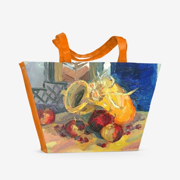 Пляжная сумка «Греческая ваза и яблоки»