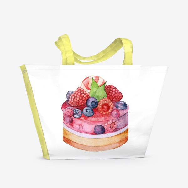 Пляжная сумка &laquo;Акварель сладкий десерт пирожное с желе и ягодами&raquo;