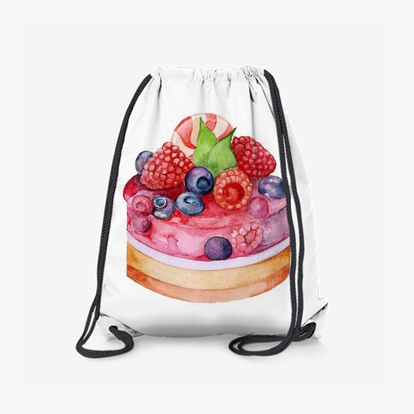 Рюкзак «Акварель сладкий десерт пирожное с желе и ягодами»