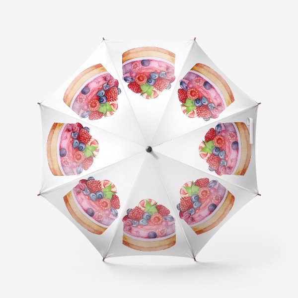 Зонт «Акварель сладкий десерт пирожное с желе и ягодами»